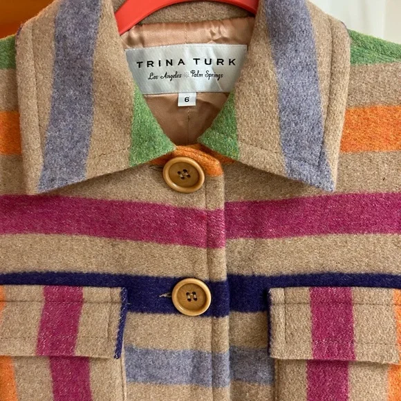 Trina Turk Multicolor Wool Blend Coat - Picture 2 of 5